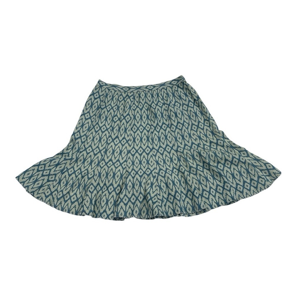 Studio West Blue Ikat Print Large Pleated Cotton Skirt - Picture 2 of 5